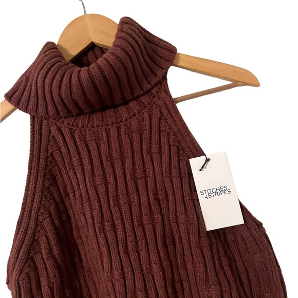 NWT REVOLVE x Stitches & Stripes Brown Chunky Sleeveless Sweater Top - Picture 6 of 9